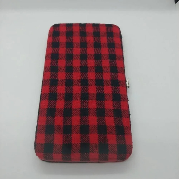 Flannel Plaid  Covered Push Button Wallet - Picture 5 of 6